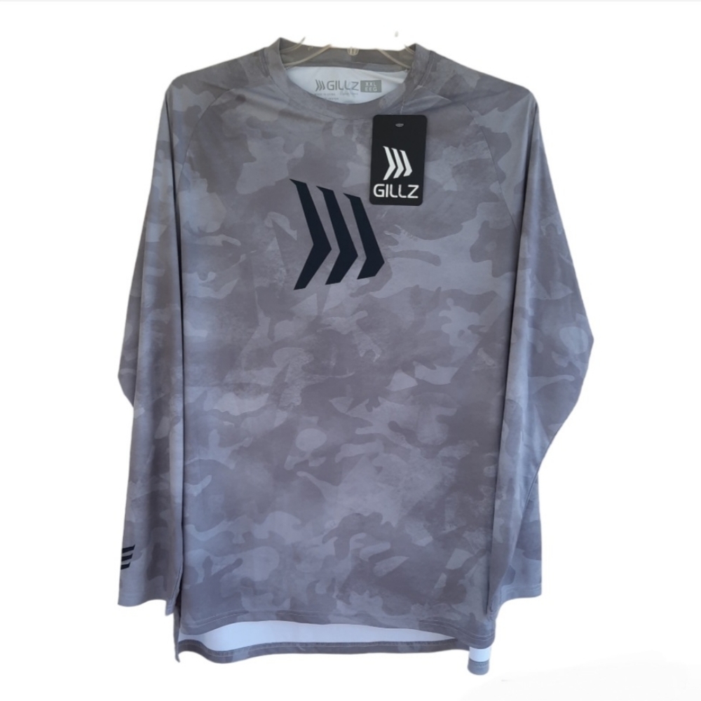 Gills Mens Contender Series Burnt UV Long Sleeve Shirt Glacier Gray Size XXL